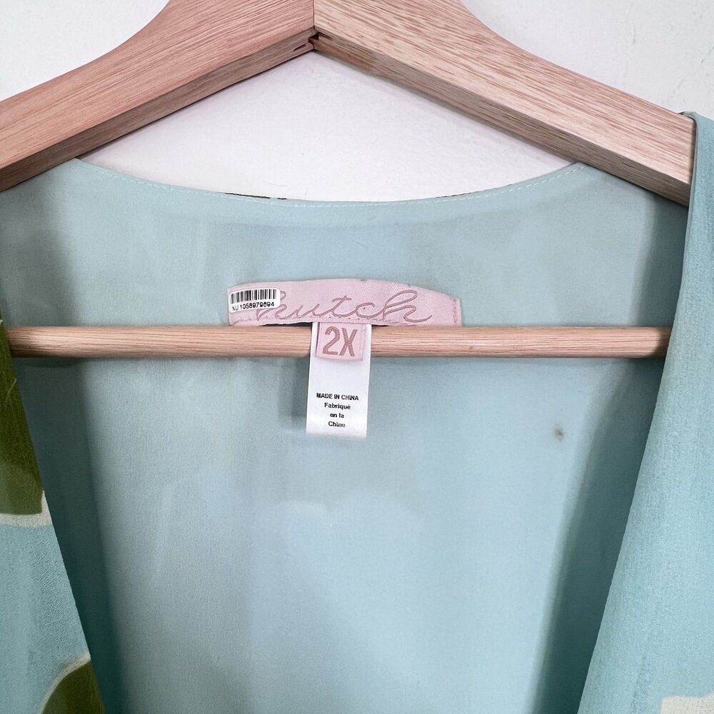 Anthropologie Light Blue Maxi Dress with Olive Floral Print - Picture 11 of 13
